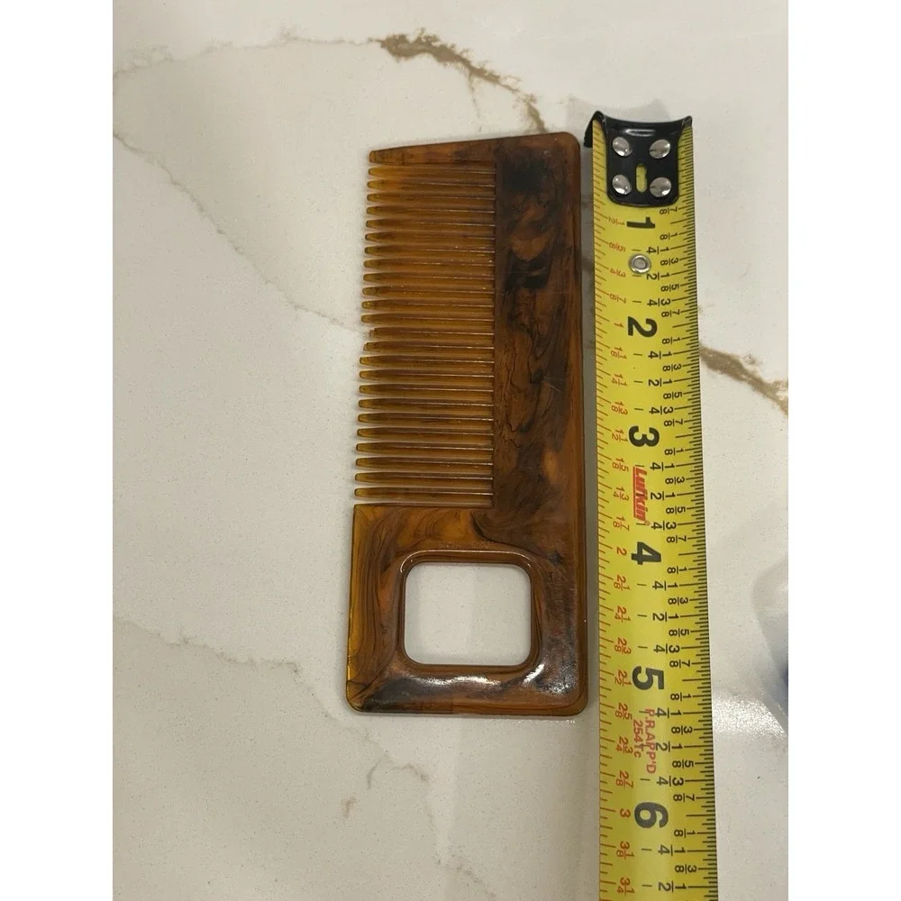 Vintage Tortoise‎ Shell Pocket Comb 5 inch Retro Geometric 1970s MCM